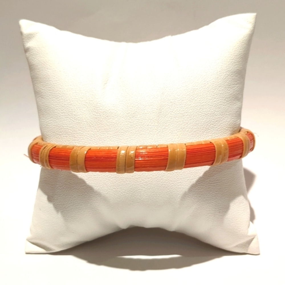 "Nantucket Basket" Rattan Wrap Bangle Bracelet